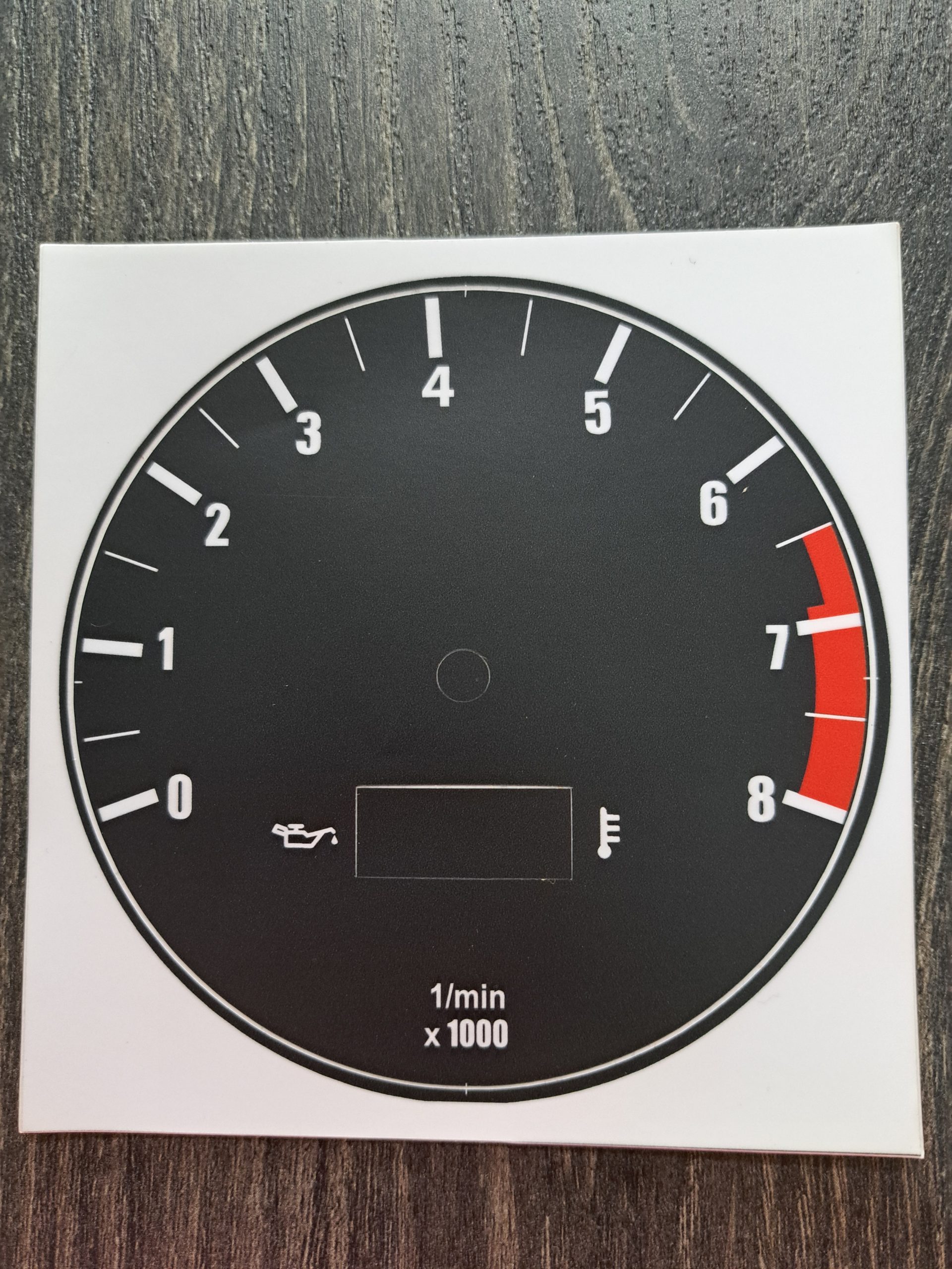 BMW E28 E24 8000 RPM Euro Revcounter Dial Plate sticker With Oil Temperature Cut Out
